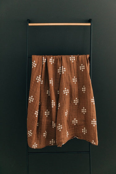 Mebie Baby Muslin Swaddle, Chestnut Textiles